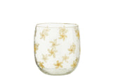 Lampe à vent Fleurs Verre Jaune M